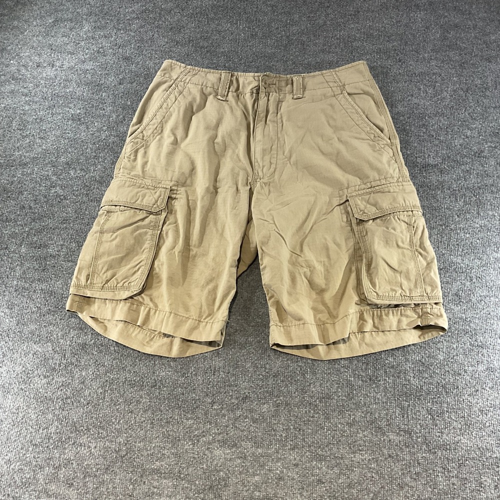 Polo Jeans Co Ralph Lauren Mens 36 Khaki Ripstop Cargo Shorts VTG Cotton Utility